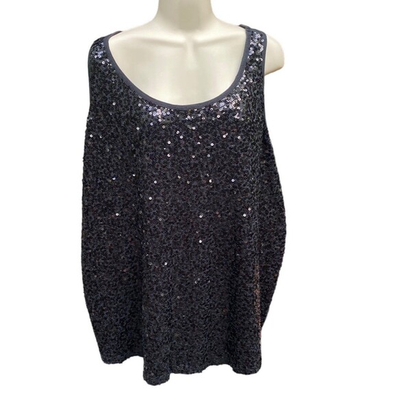 Lane Bryant sequin racerback tank top in black size 26/28 disco glam goth - Picture 3 of 8
